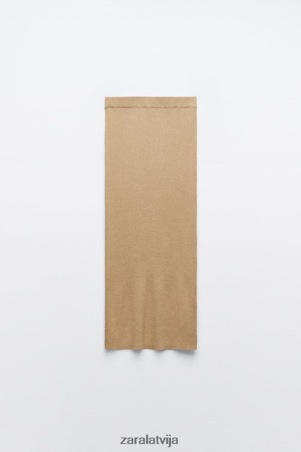 metāla diegu trikotāžas midi svārki sievietes Zara zeltaini 6ZTV40720 apģērbs