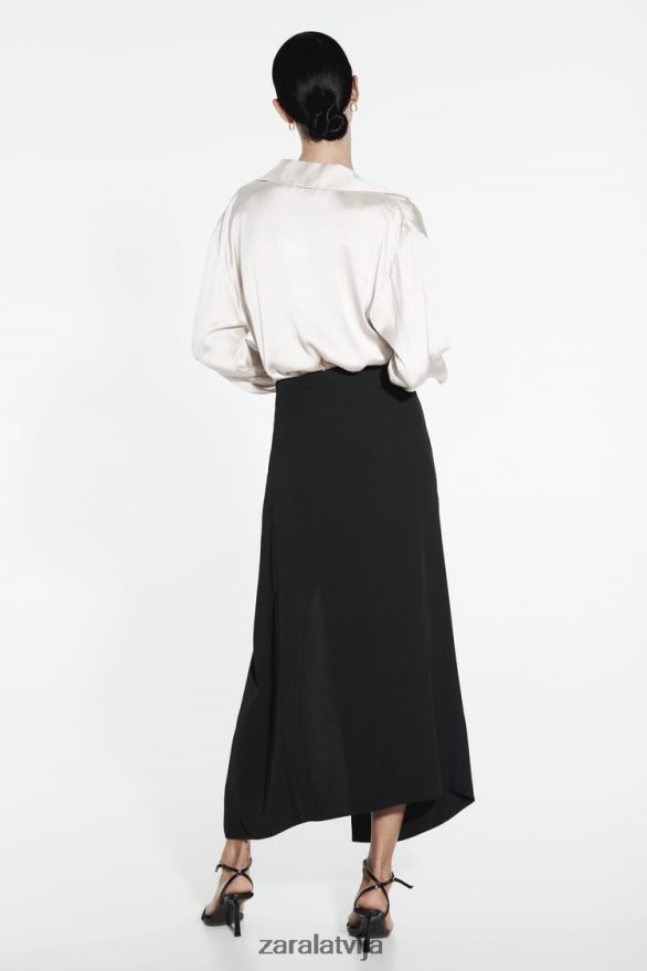 mezgloti midi svārki sievietes Zara melns 6ZTV40649 apģērbs