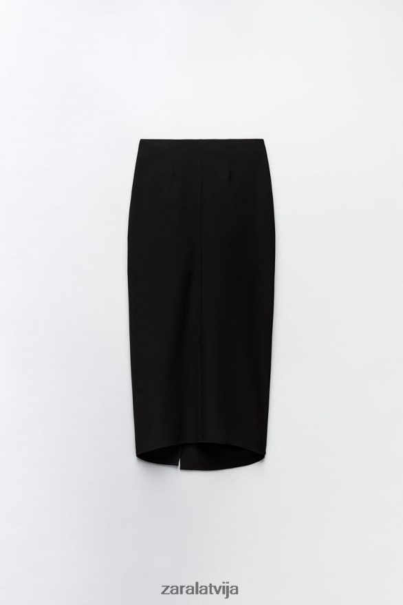 mezgloti midi svārki sievietes Zara melns 6ZTV40649 apģērbs