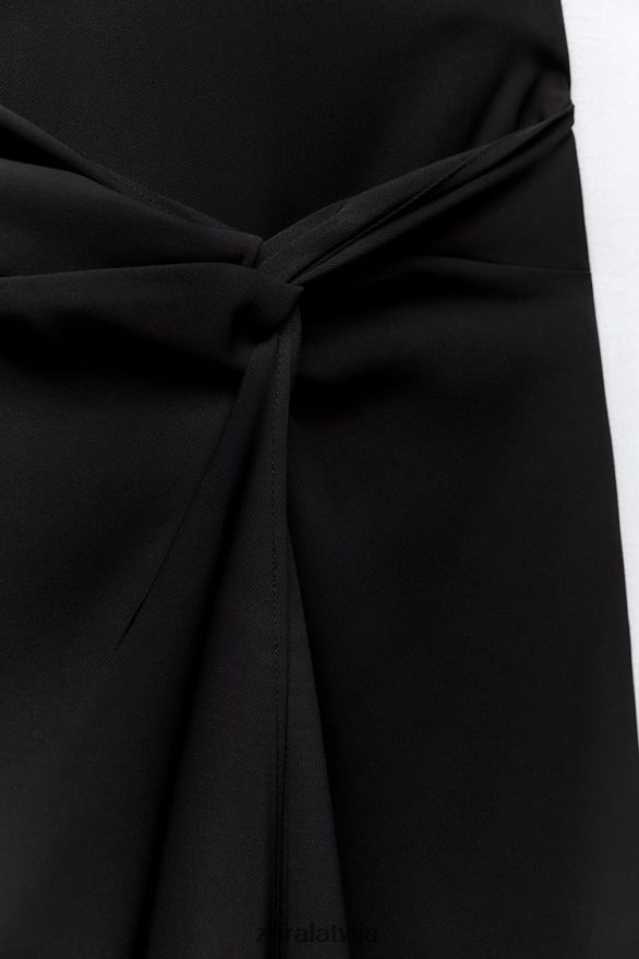 mezgloti midi svārki sievietes Zara melns 6ZTV40649 apģērbs