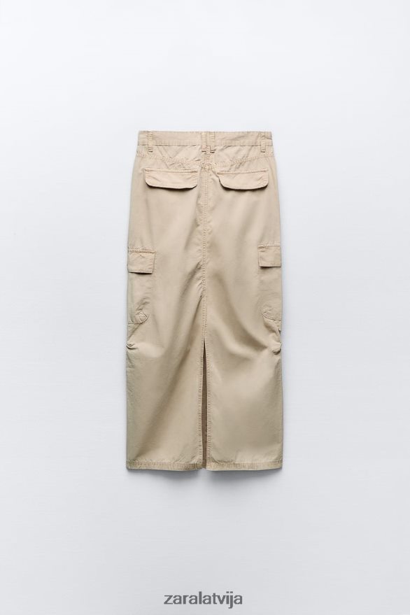 midi cargo svārki sievietes Zara gaišais kamielis 6ZTV40665 apģērbs