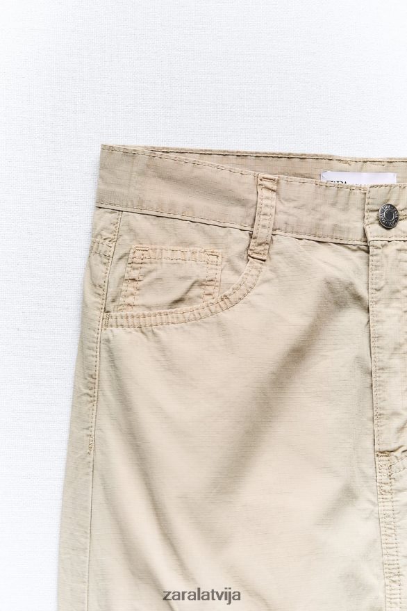 midi cargo svārki sievietes Zara gaišais kamielis 6ZTV40665 apģērbs