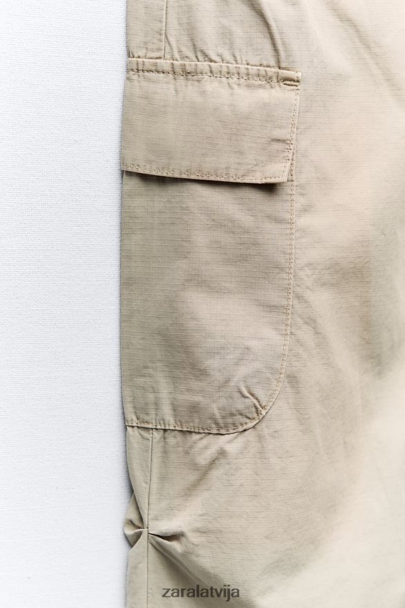 midi cargo svārki sievietes Zara gaišais kamielis 6ZTV40665 apģērbs