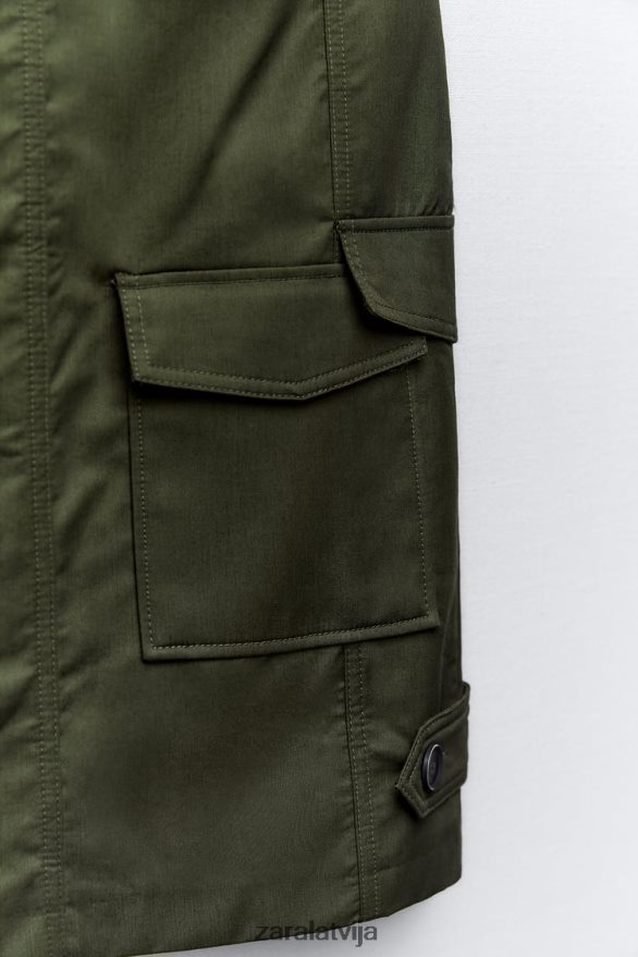 midi kabatas svārki sievietes Zara vidus haki 6ZTV40655 apģērbs