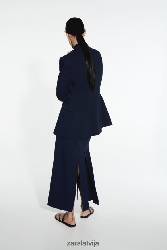 midi svārki ar šķēlumiem sānos sievietes Zara jūras zils 6ZTV40654 apģērbs