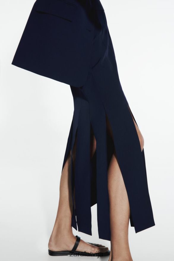 midi svārki ar šķēlumiem sānos sievietes Zara jūras zils 6ZTV40654 apģērbs