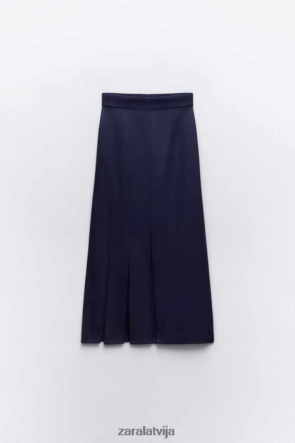 midi svārki ar šķēlumiem sānos sievietes Zara jūras zils 6ZTV40654 apģērbs
