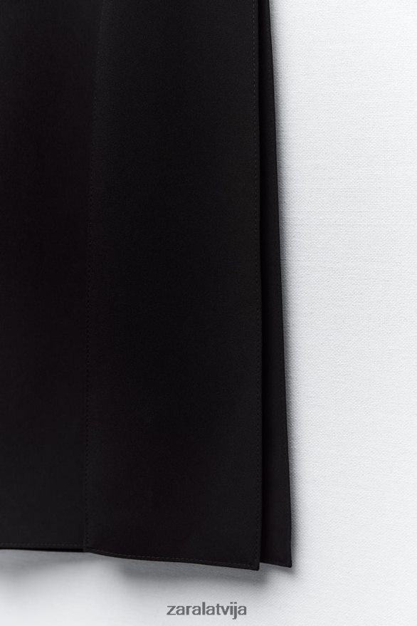 midi svārki ar strēmelītēm sievietes Zara melns 6ZTV40690 apģērbs