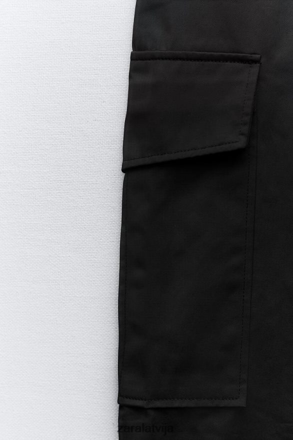 neilona svārki ar rāvējslēdzēju sievietes Zara melns 6ZTV40634 apģērbs