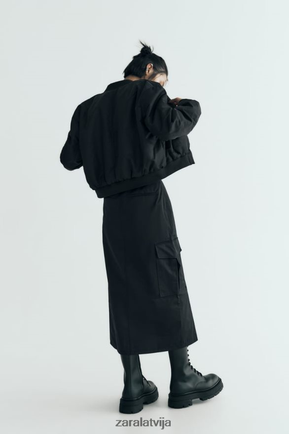 neilona svārki ar rāvējslēdzēju sievietes Zara melns 6ZTV40634 apģērbs