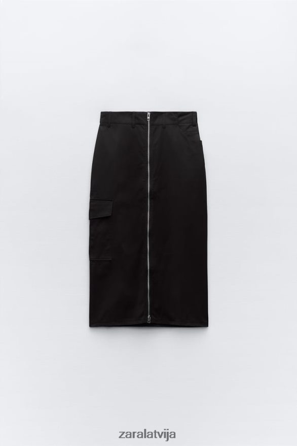 neilona svārki ar rāvējslēdzēju sievietes Zara melns 6ZTV40634 apģērbs