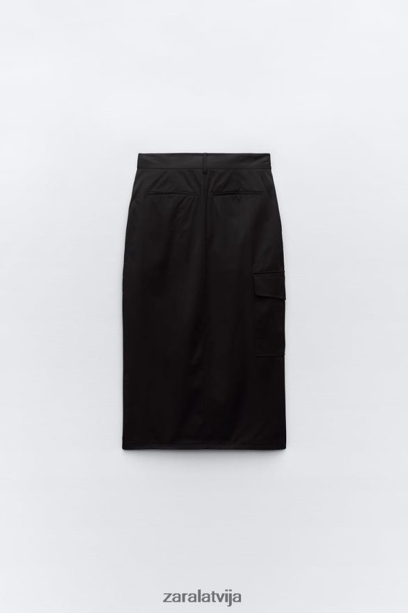 neilona svārki ar rāvējslēdzēju sievietes Zara melns 6ZTV40634 apģērbs