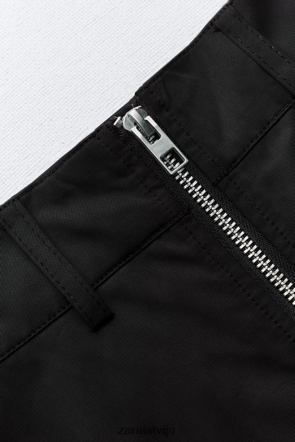 neilona svārki ar rāvējslēdzēju sievietes Zara melns 6ZTV40634 apģērbs