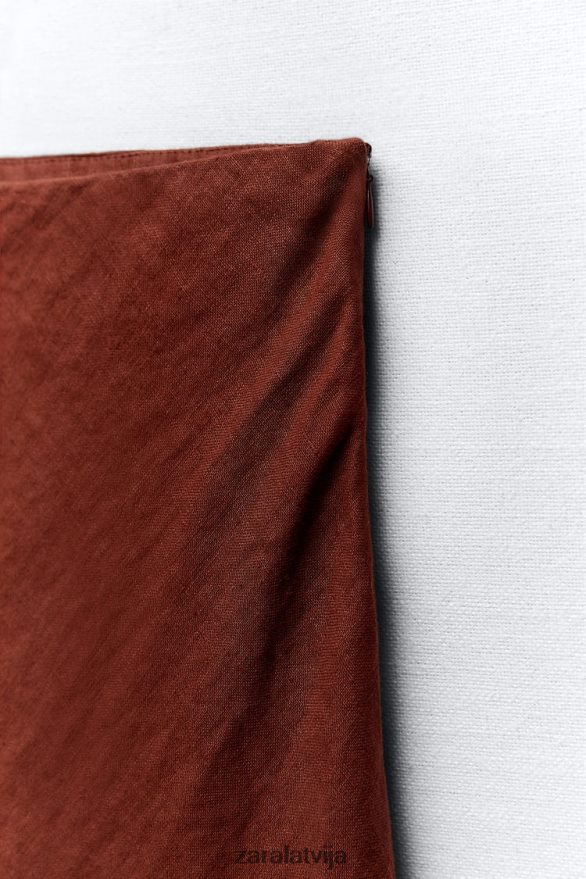 nobružāti lina svārki sievietes Zara ķieģelis 6ZTV40707 apģērbs