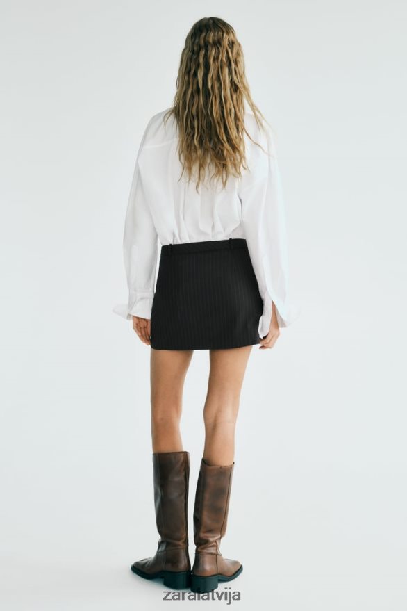 pinstripe mini svārki sievietes Zara brūns/zils 6ZTV40658 apģērbs