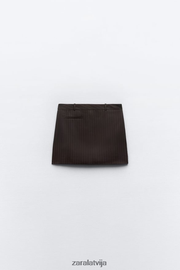 pinstripe mini svārki sievietes Zara brūns/zils 6ZTV40658 apģērbs