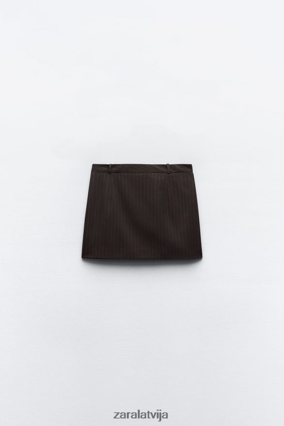 pinstripe mini svārki sievietes Zara brūns/zils 6ZTV40658 apģērbs