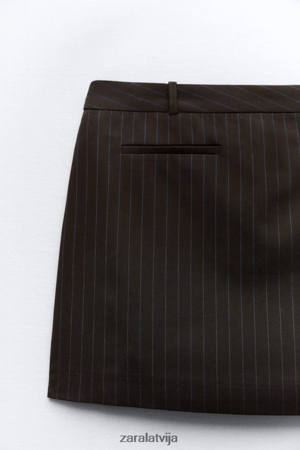 pinstripe mini svārki sievietes Zara brūns/zils 6ZTV40658 apģērbs