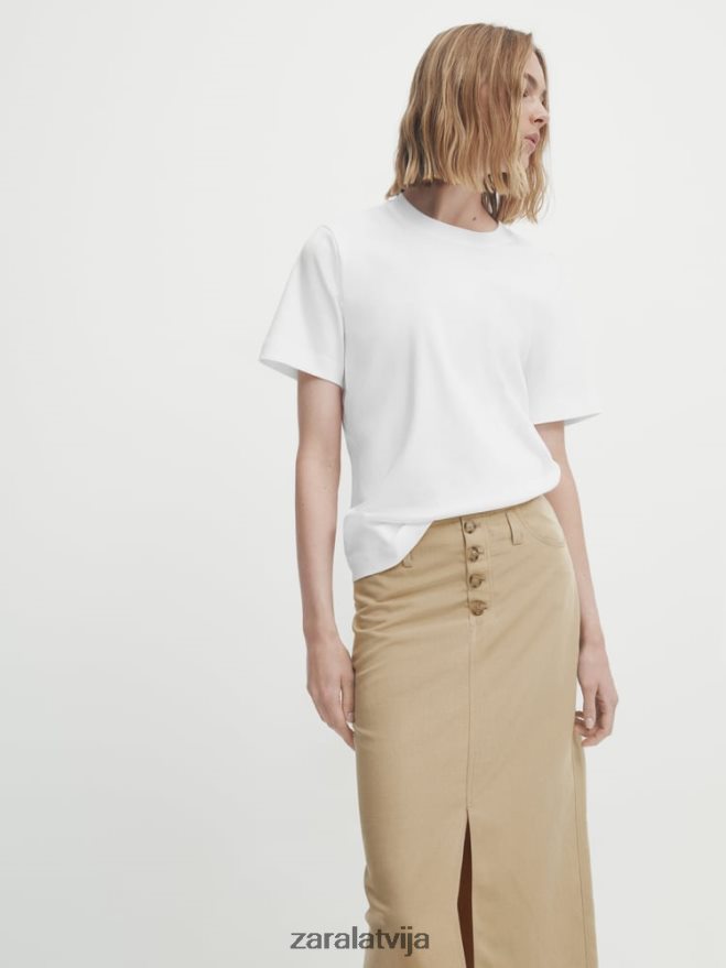 pogājami midi zīmuļu svārki ar šķēlumu sievietes Zara smiltis 6ZTV40858 apģērbs