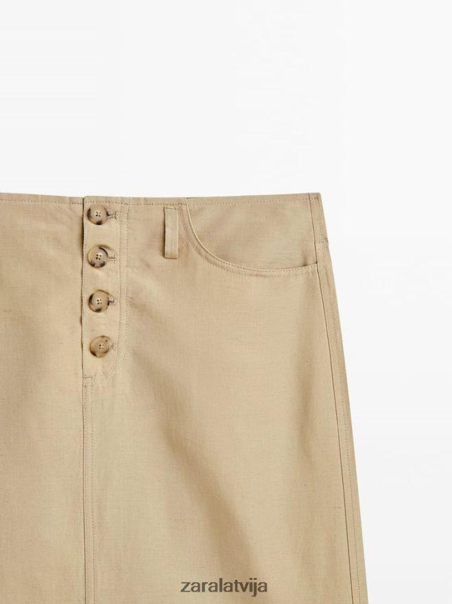 pogājami midi zīmuļu svārki ar šķēlumu sievietes Zara smiltis 6ZTV40858 apģērbs