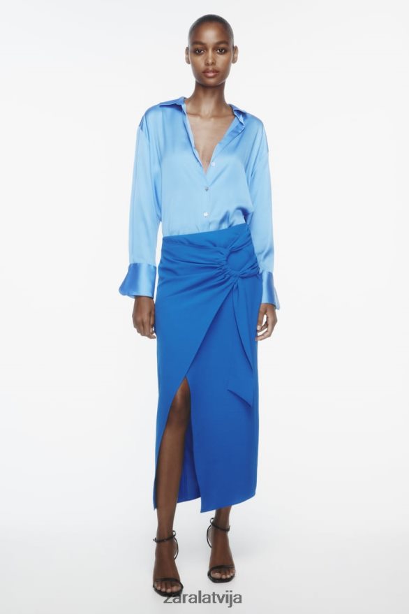 raupti midi svārki sievietes Zara kobalts 6ZTV40703 apģērbs
