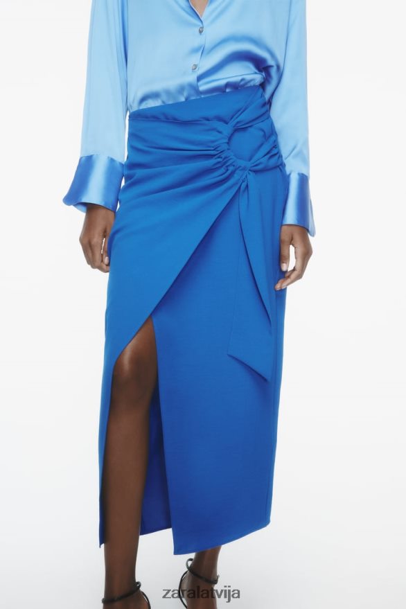 raupti midi svārki sievietes Zara kobalts 6ZTV40703 apģērbs