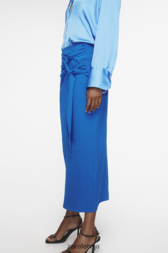 raupti midi svārki sievietes Zara kobalts 6ZTV40703 apģērbs