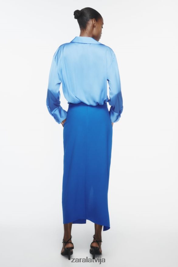 raupti midi svārki sievietes Zara kobalts 6ZTV40703 apģērbs