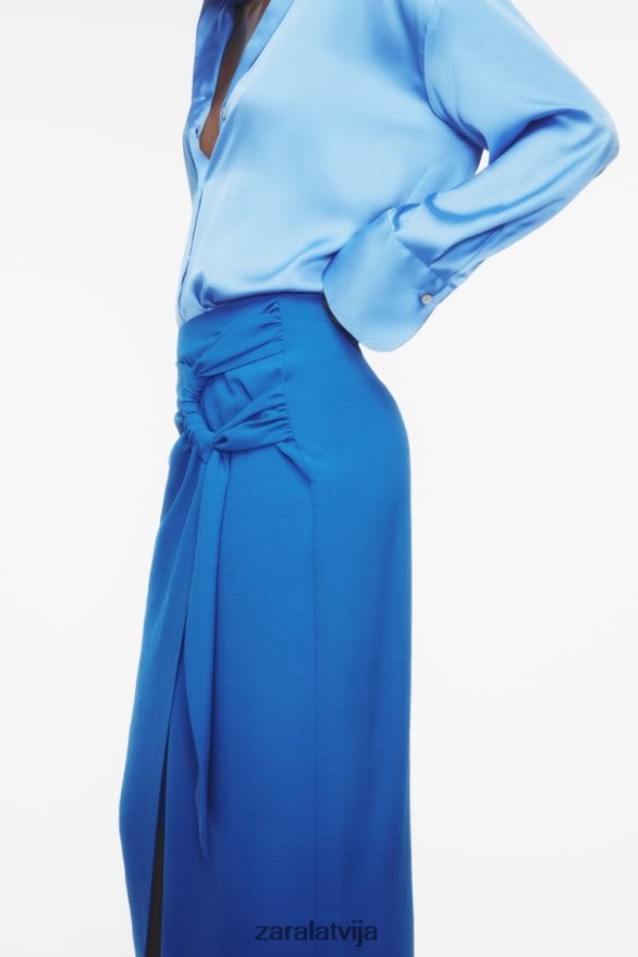 raupti midi svārki sievietes Zara kobalts 6ZTV40703 apģērbs