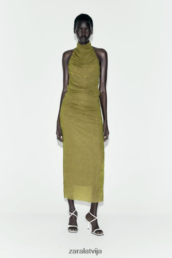 raupti organzas midi svārki sievietes Zara gaiši zaļš 6ZTV40692 apģērbs