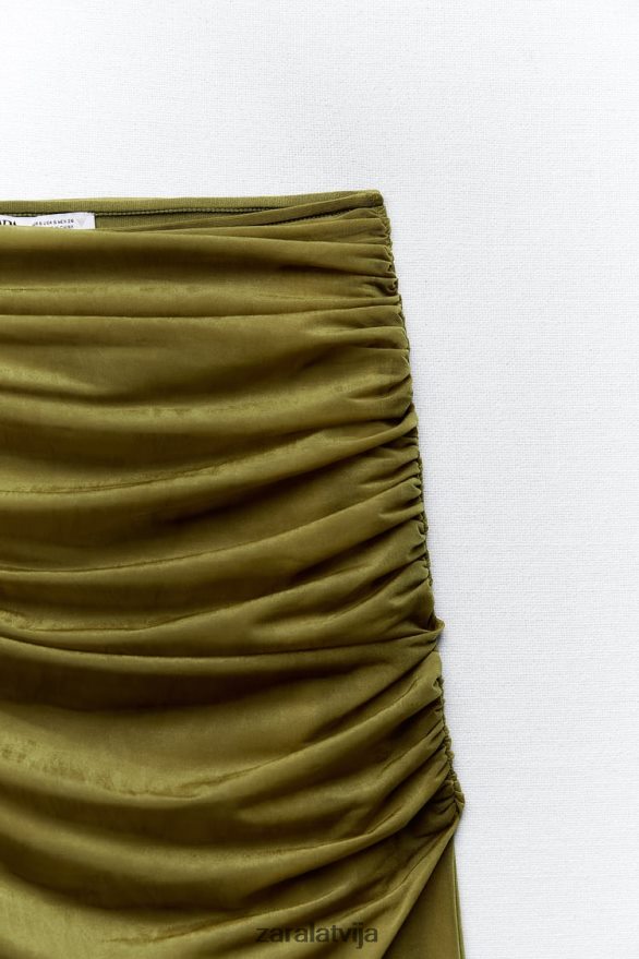 raupti organzas midi svārki sievietes Zara gaiši zaļš 6ZTV40692 apģērbs