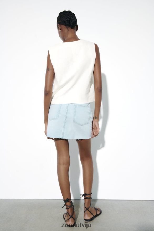saplēsti z1975 džinsa mini svārki sievietes Zara gaiši zils 6ZTV40709 apģērbs