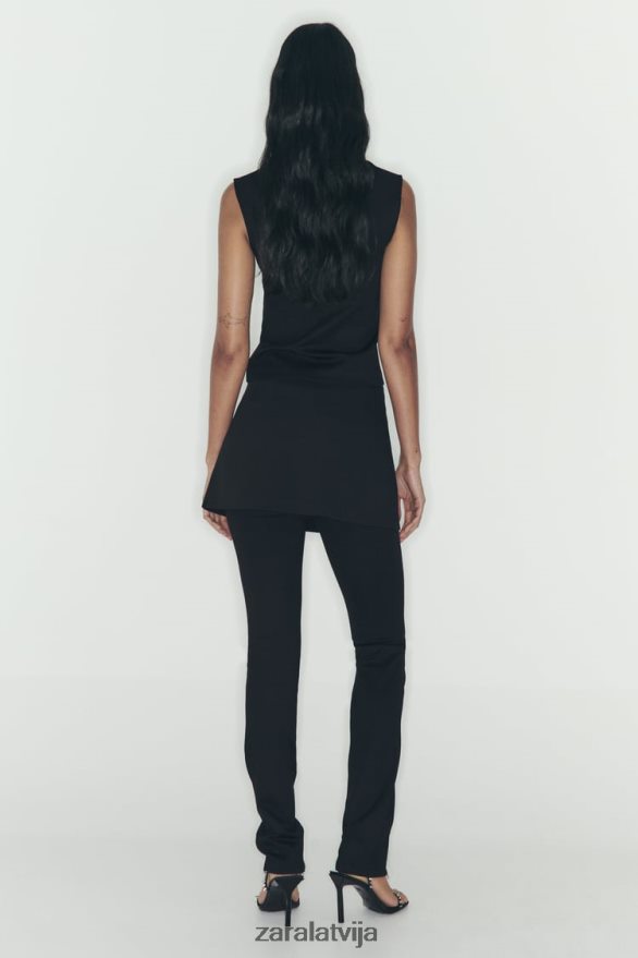 skorts ar rāvējslēdzēju sievietes Zara melns 6ZTV40550 apģērbs