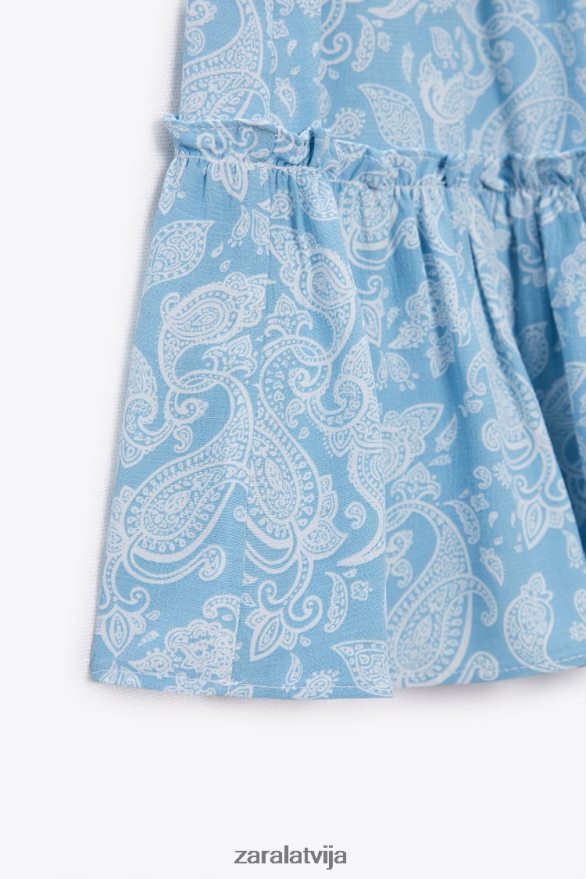 skorts ar sirds apdruku sievietes Zara gaiši zils 6ZTV40604 apģērbs