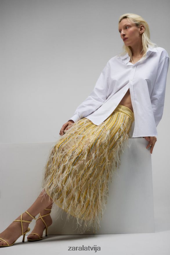 spalvu kristāla svārki ierobežots izdevums sievietes Zara dzeltens 6ZTV40722 apģērbs
