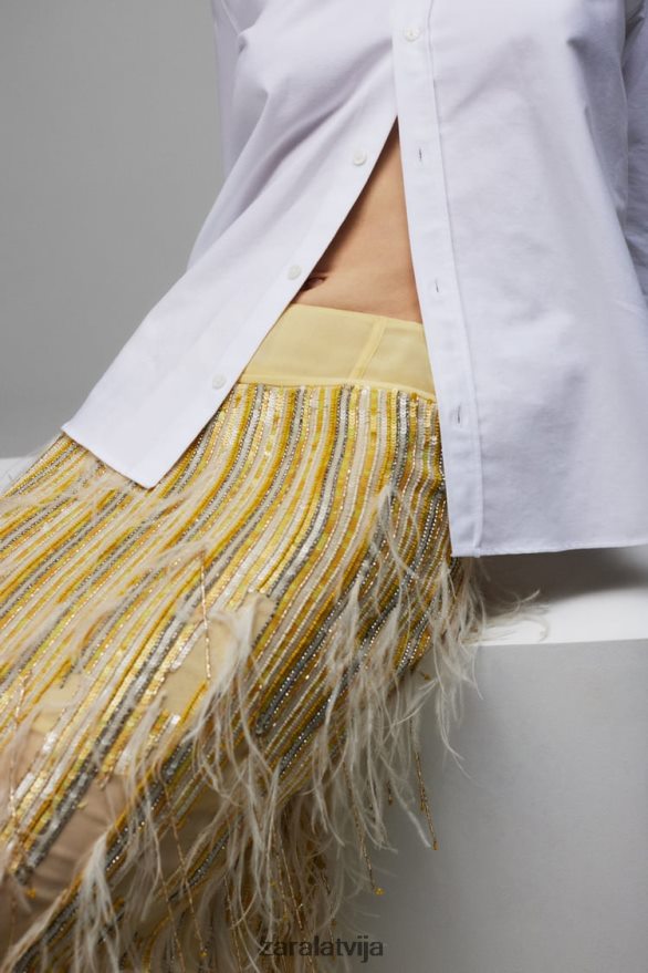 spalvu kristāla svārki ierobežots izdevums sievietes Zara dzeltens 6ZTV40722 apģērbs