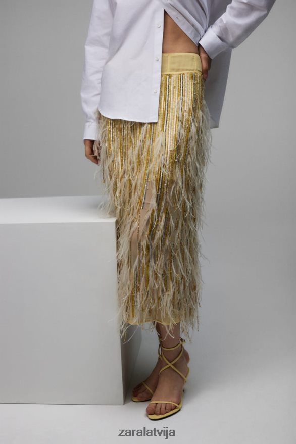 spalvu kristāla svārki ierobežots izdevums sievietes Zara dzeltens 6ZTV40722 apģērbs