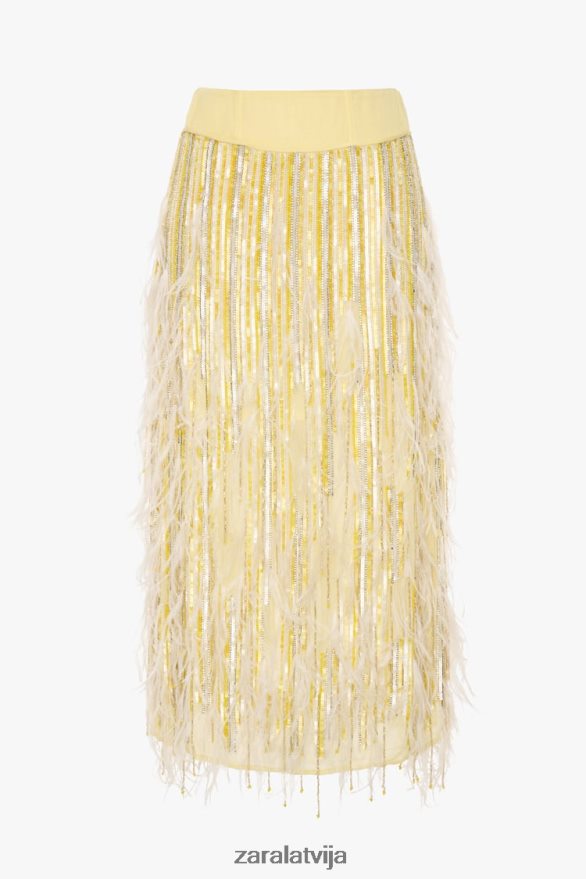 spalvu kristāla svārki ierobežots izdevums sievietes Zara dzeltens 6ZTV40722 apģērbs