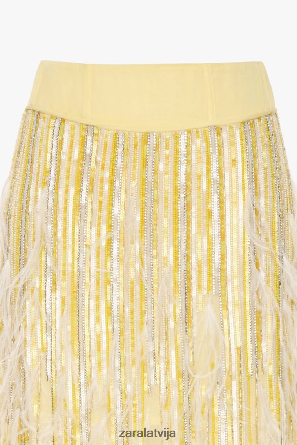 spalvu kristāla svārki ierobežots izdevums sievietes Zara dzeltens 6ZTV40722 apģērbs