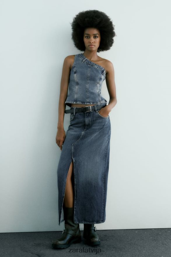 trf garie džinsa svārki sievietes Zara jūras zils 6ZTV40650 apģērbs