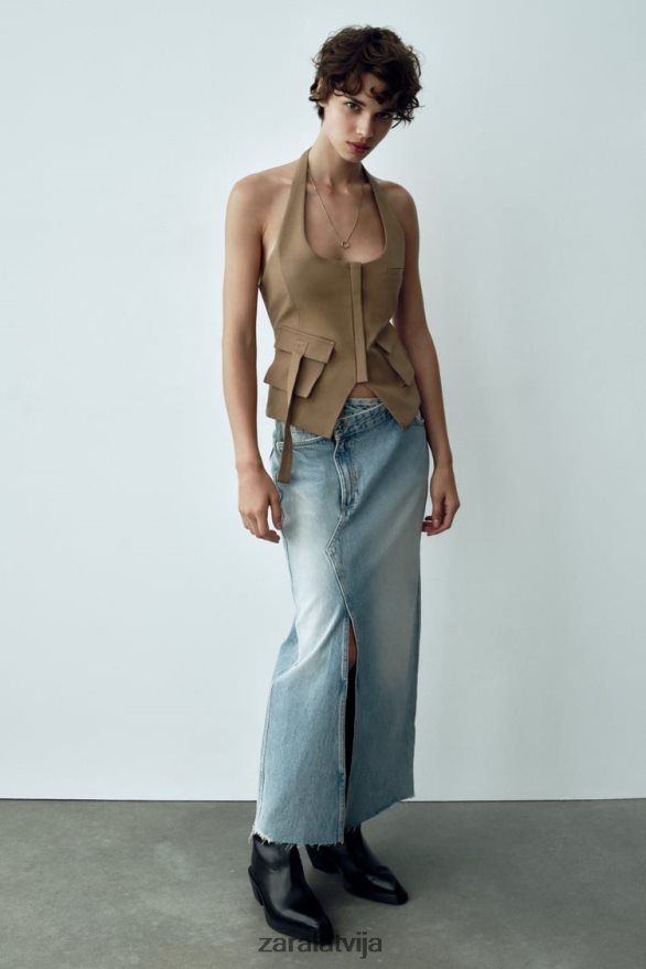 trf garie džinsa svārki sievietes Zara zils 6ZTV40661 apģērbs