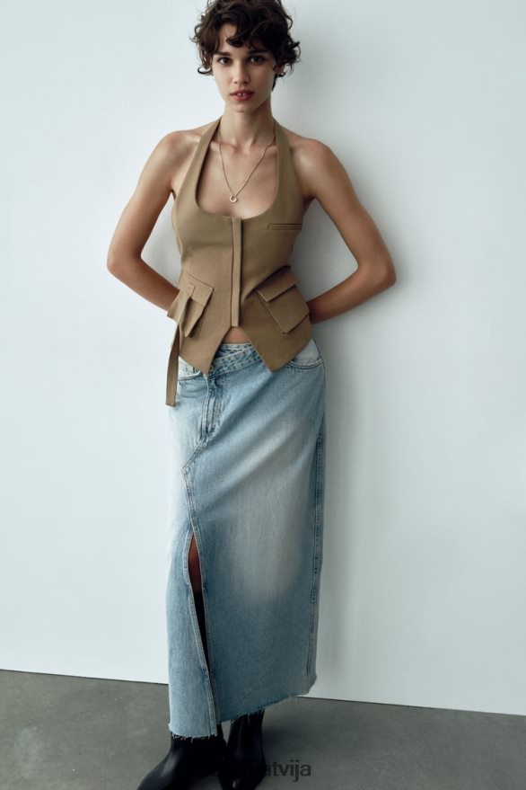 trf garie džinsa svārki sievietes Zara zils 6ZTV40661 apģērbs