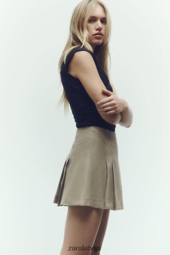 veļas kastes kroku skorts sievietes Zara bēšs 6ZTV40688 apģērbs