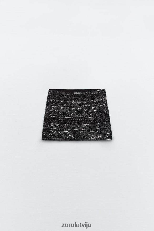 vizulis mini svārki sievietes Zara melns 6ZTV40725 apģērbs