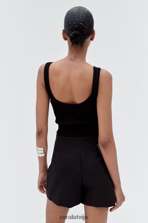 wrap priekšējo atloku skort sievietes Zara melns 6ZTV40567 apģērbs