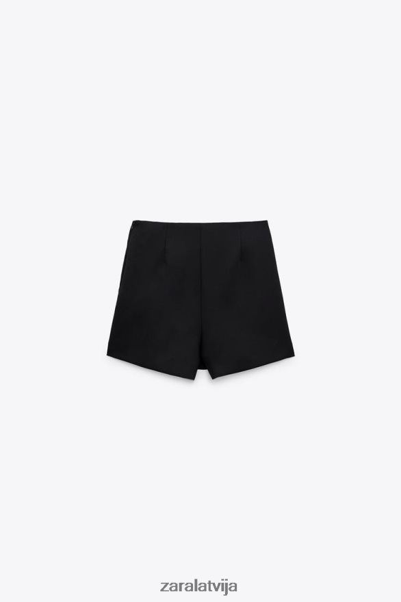 wrap priekšējo atloku skort sievietes Zara melns 6ZTV40567 apģērbs