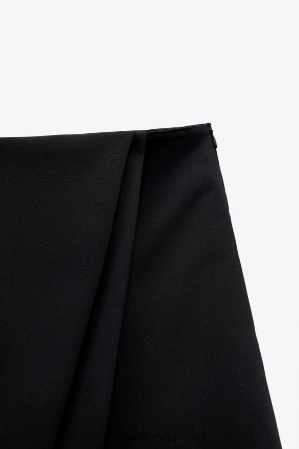 wrap priekšējo atloku skort sievietes Zara melns 6ZTV40567 apģērbs