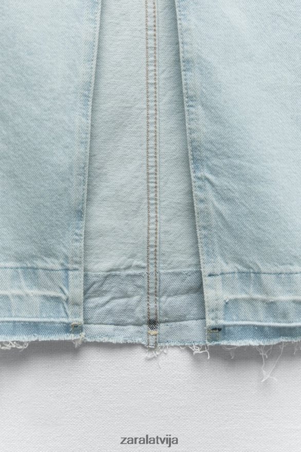 z1975 džinsa midi svārki ar šķēlumu sievietes Zara gaiši zils 6ZTV40695 apģērbs