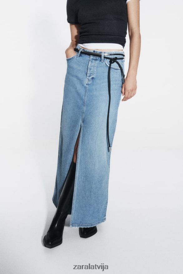 z1975 džinsa midi svārki sievietes Zara vidus zils 6ZTV40640 apģērbs