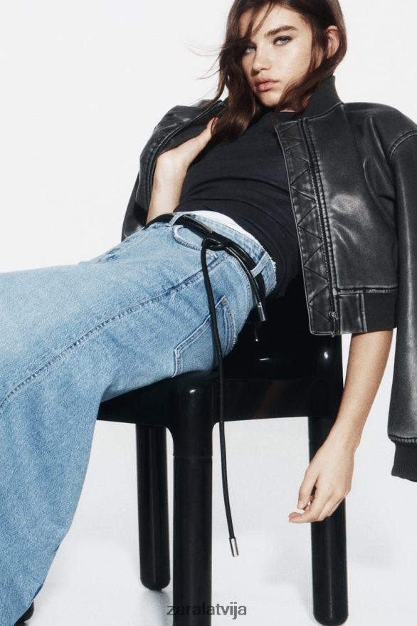 z1975 džinsa midi svārki sievietes Zara vidus zils 6ZTV40640 apģērbs